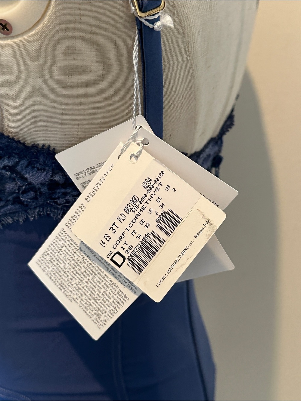 La Perla Blue Silk Lace Bustier Corset Top 34D NWT - Picture 10 of 13